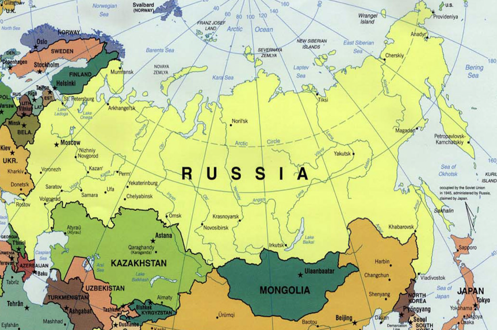 Карта России. Расположение России. Страны соседи России на карте. Соседние государства России. Где находится соседов